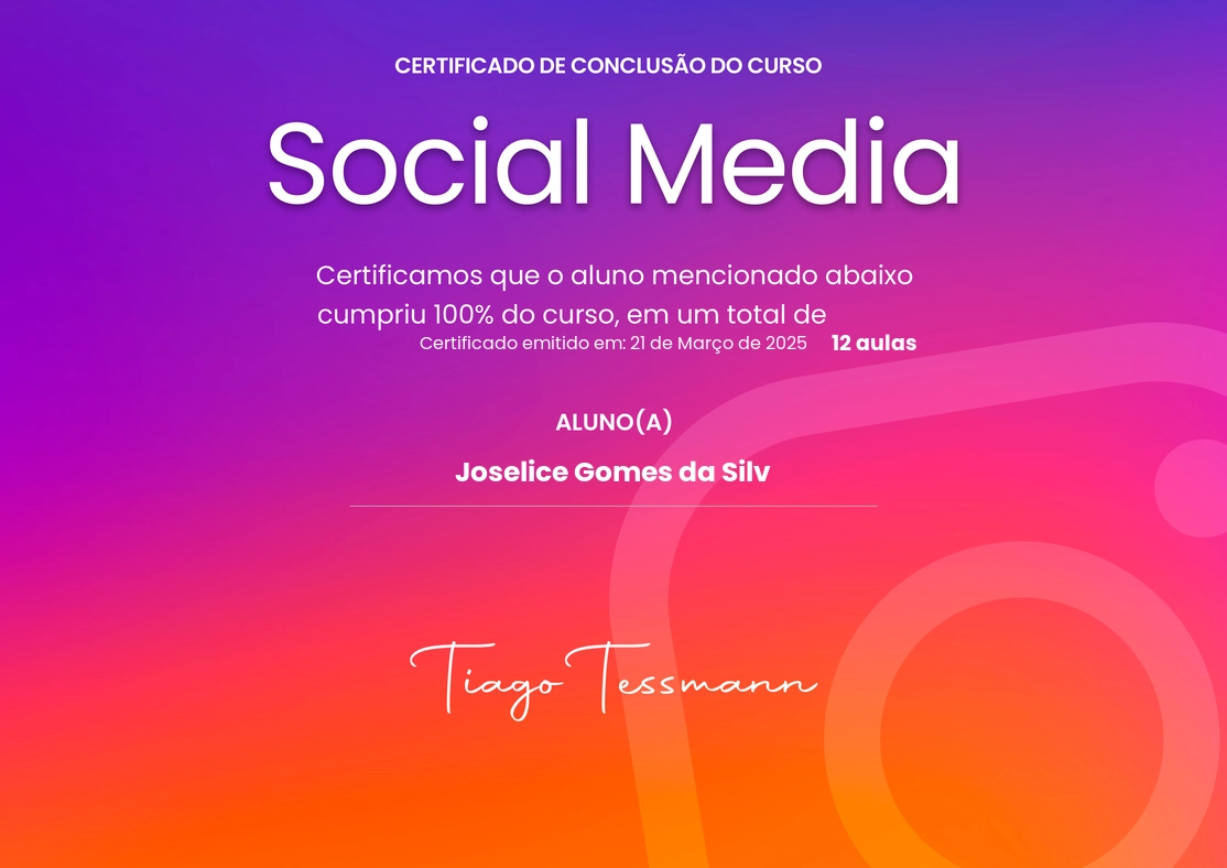 certificado SOCIAL MIDIA